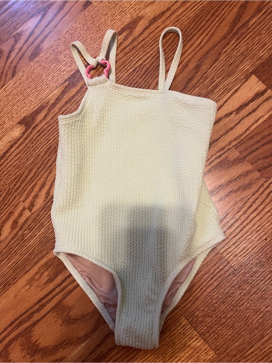 Old Navy Other - Old Navy Cream Textured One-Piece Swimsuit with Pink Heart Ring